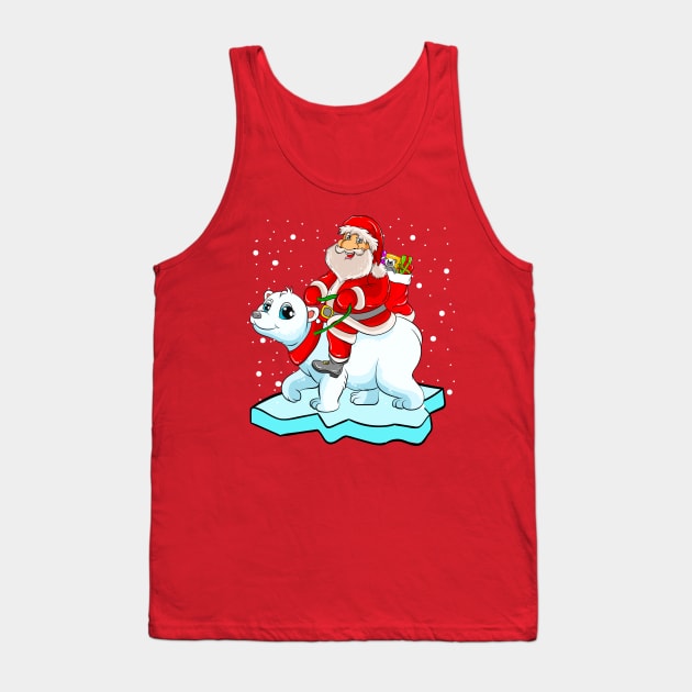 Santa Riding Panda Bear Christmas Tank Top by E